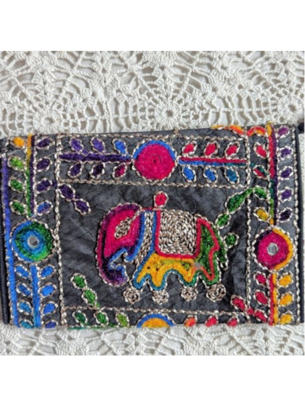Boho Rajasthani Embroidered Clutch / Sling Bag - Picture 5 of 9